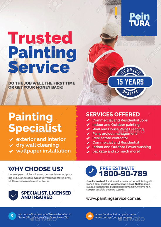 Commercial Painting Promotional Flyer, Print Templates GraphicRiver